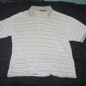 Vintage Premier International Men's Light Gray Striped Polo Shirt Size XXL